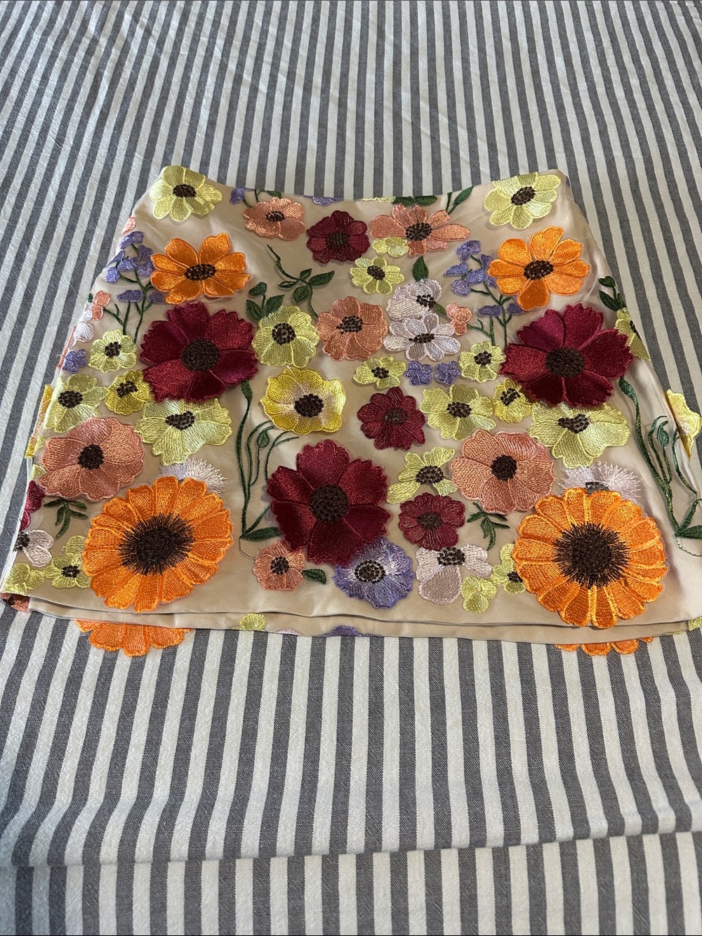 Vici Floral Embroidered Mini Skirt in Orange, Burgundy, Yellow, Purple, Pink